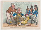 Junot Disgorging His Booty, Thomas Rowlandson  British, Hand-colored etching