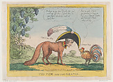 The Fox and the Grapes, Thomas Rowlandson British, Hand-colored etching