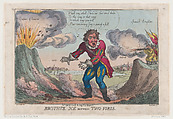 Brother Joe Between Two Firis, Thomas Rowlandson British, Hand-colored etching