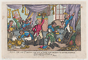 King Joe and Co. Making the Most Of Their Time Previous To Quitting Madrid, Thomas Rowlandson British, Hand-colored etching