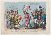 King Joe's Reception at Madrid, Thomas Rowlandson British, Hand-colored etching