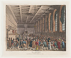 The Long Room, Custom House, Thomas Rowlandson  British, Hand-colored etching and aquatint