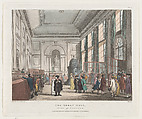 The Great Hall, Bank of England, Thomas Rowlandson  British, Hand-colored etching and aquatint