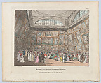 Exhibition Room, Somerset House, Thomas Rowlandson  British, Hand-colored etching and aquatint