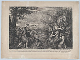 Moses Defending the Daughers of Jethro, after Le Brun, Jean Audran French, Etching