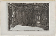 Interior with a Canopy Bed and a Row of Chairs Lining the Walls, from Nouveaux Liure da Partements, part of Œuvres du Sr. D. Marot, Daniel Marot the Elder French, Etching