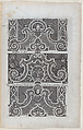 Three Designs for Embroidered Headboards, from Nouveaux Liure da Partements, part of Œuvres du Sr. D. Marot, Daniel Marot the Elder French, Etching