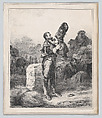 Soldier and small girl, Hippolyte Bellangé  French, Lithograph