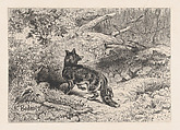 A Fox, from "Eaux-Fortes Animaux & Paysages", Karl Bodmer  Swiss, Etching