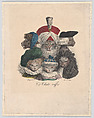 Les Chats Coiffés, from "Suite de Grimaces", Boissy  French, Hand-colored lithograph
