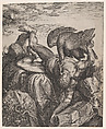 Tityus Punished in Hell, Cornelis Cort  Netherlandish, Engraving; first state of three