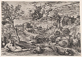 Ruggiero Rescuing Angelica, Cornelis Cort  Netherlandish, Engraving