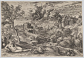 Ruggiero Rescuing Angelica, Cornelis Cort  Netherlandish, Engraving