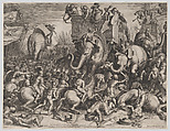 The Battle Between Scipio and Hannibal at Zama, Cornelis Cort  Netherlandish, Engraving
