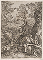 St Jerome Translating the Bible in the Wilderness, Cornelis Cort  Netherlandish, Engraving