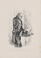 Old Man in Contemplation, Félix Leblanc French, Wood engraving