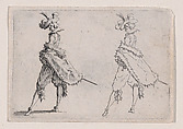 Le Gentilhomme au Manteau Posé sur la Hanche (Gentleman with his Mantle on his Hip), from Les Caprices Series A, The Florence Set, Jacques Callot  French, Etching