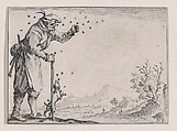 Le Paysan Assailli par les Abeilles (The Peasant Attacked by Bees), from "Les Caprices" Series A, The Florence Set, Jacques Callot  French, Etching