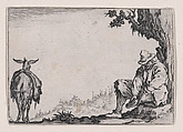 Le Paysan se Déchaussant (The Peasant Removing his Shoes), from "Les Caprices" Series A, The Florence Set, Jacques Callot  French, Etching