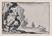Le Paysan Accroupi (The Squatting Peasant), from "Les Caprices" Series A, The Florence Set, Jacques Callot  French, Etching