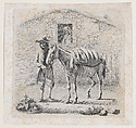 Man Holding a Mule before a House, Anonymous, French, early 19th century  French, Etching