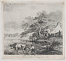 Herdsman and Bull, after Ruisdael, Jean Jacques de Boissieu  French, Etching with drypoint; fourth state of four