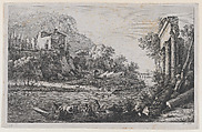 River Crossing, Jean Jacques de Boissieu French, Etching with drypoint, burin and roulette; fifth state of five