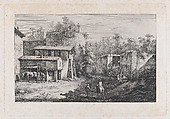 Landscape with Farrier, View of Terrebasse, France, Jean Jacques de Boissieu French, Etching with drypoint; third state of five (Perez)