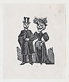 Two elegantly dressed skeletons walking, from a broadside entitled, 'El Gran Panteon Amoroso,' published by Antonio Vanegas Arroyo., José Guadalupe Posada  Mexican, Etching on zinc