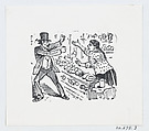 A woman yelling at a man with his arms raised, José Guadalupe Posada  Mexican, Zincograph