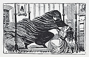A figure in a cloak strangling a young girl, José Guadalupe Posada  Mexican, Zincograph