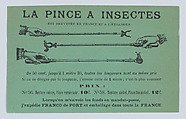 Advertisement for Insect Tongs, M. J. Baudry (Paris), Engraving on green paper