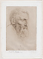 Portrait of  Auguste Rodin, Alphonse Legros  French and British, Etching in brown ink