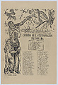 Four hesitant corridos (ballads) printed on the one sheet, two on each side addressing the subject of unwanted American intervention in Mexico; ballad of the persecution of Pancho Villa - (image by Escobedo); ballad of the good neighbour - (image by Chávez Morado); ballad regarding the expropriation of foreign petroleum companies - (image by Zalce); ballad on the eclipse of the peso - (image by Chávez Morado), José Chávez Morado (Mexican, 1909–2002), Linocut and letterpress on buff paper