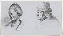 Study of Four Heads, Jean Jacques de Boissieu French, Etching; third state of three