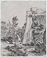 Waterfall after Breenberg, Jean Jacques de Boissieu French, Etching; second state of three
