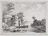 Old Towers on a River Bank, Jean Jacques de Boissieu  French, Etching; third state of four