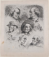 Study of Eight Heads, Jean Jacques de Boissieu French, Etching; fourth state of four