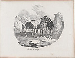 Horses of Auvergne, Théodore Géricault  French, Lithograph; first state of four