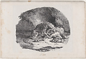 A Horse Being Eaten by a Lion, Théodore Géricault French, Lithograph; fourth state of four