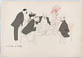 A L'Hotel de Paris (two ladies, one with pink hat), from Monte Carlo, 2nd Serie, Georges Goursat [Sem]  French, Color lithograph