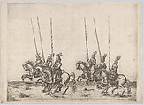 Procession, with six men riding horses, Anonymous, German, 16th century  German, Etching