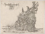 Procession, with a male and female figure seated on a float, Anonymous, German, 16th century  German, Etching