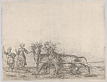 Procession, with two figures and two lions, Anonymous, German, 16th century  German, Etching
