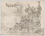 Procession, with a female figure seated on a float, Anonymous, German, 16th century  German, Etching