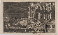 Firework display, Nuremberg 1649, reduced copy of 'Kurze Beschreibung dess kunstlichen Feuerwerkes ...', Anonymous, German, 17th century  German, Etching