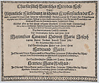 Text to accompany plate illustrating the fireworks display celebrating the birth of Prince Max Emmanuel of Bavaria, Munich, 1662, Mathäus Küsel German, Letterpress