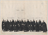 Plate 14: Valets marching in the funeral procession of Archduke Albert of Austria; from 'Pompa Funebris ... Alberti Pii', Cornelis Galle I  Netherlandish, Etching with hand coloring