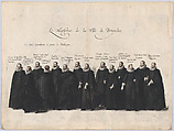 Plate 63: The magistrates of the city of Brussels marching in the funeral procession of Archduke Albert of Austria; from 'Pompa Funebris ... Alberti Pii', Cornelis Galle I  Netherlandish, Etching with hand coloring