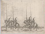 Procession, with four men riding horses, Anonymous, German, 16th century  German, Etching